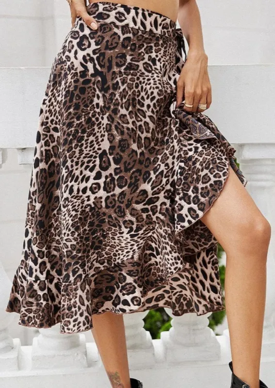 Leopard Print Wrap Skirt sold by Anna-Kaci