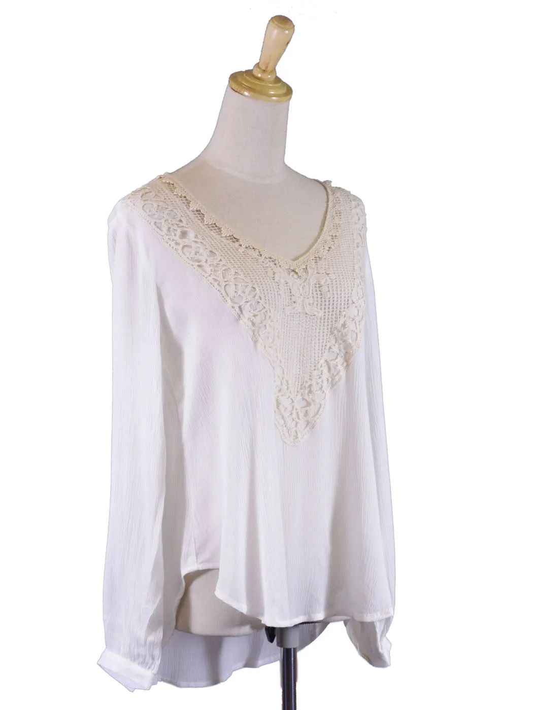 Lush Free Spirit Front Patch Detail Woven Long Sleeves Chiffon Boho Blouses Top sold by Anna-Kaci product image thumbnail 4