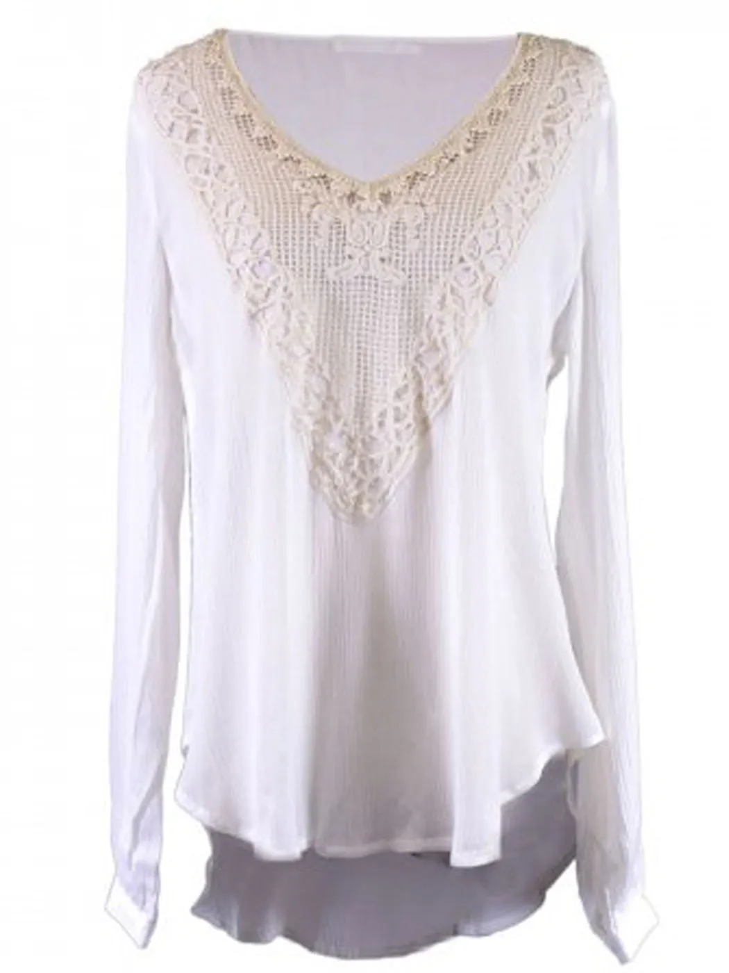Lush Free Spirit Front Patch Detail Woven Long Sleeves Chiffon Boho Blouses Top sold by Anna-Kaci
