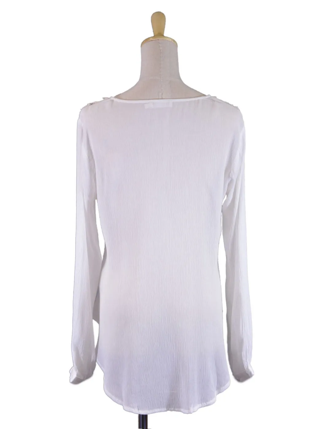 Lush Free Spirit Front Patch Detail Woven Long Sleeves Chiffon Boho Blouses Top sold by Anna-Kaci product image thumbnail 3