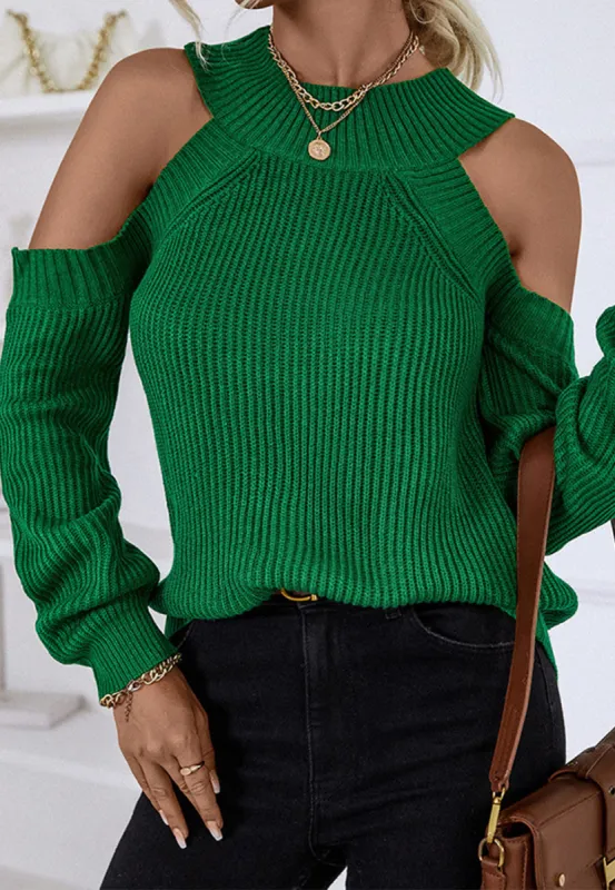 Round Neck Cutout Sweater sold by Anna-Kaci