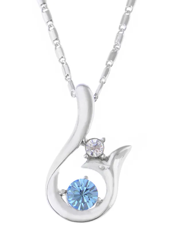 Swarovski Crystal Element Light Sapphire Abstract Sprout Pendant Necklace sold by Anna-Kaci