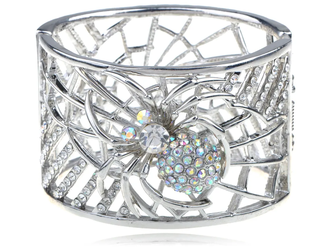 Silver Spider Web Bangle Bracelet sold by Anna-Kaci