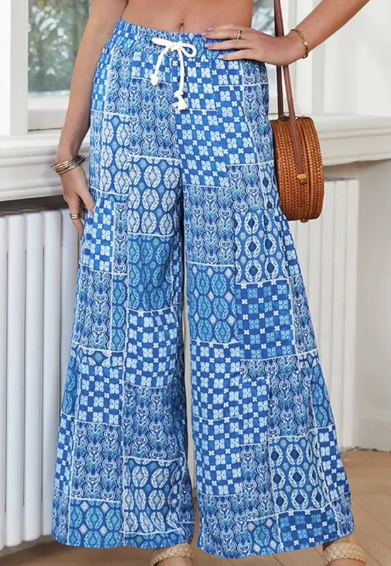 Drawstring Waist Geometric Print Pants sold by Anna-Kaci