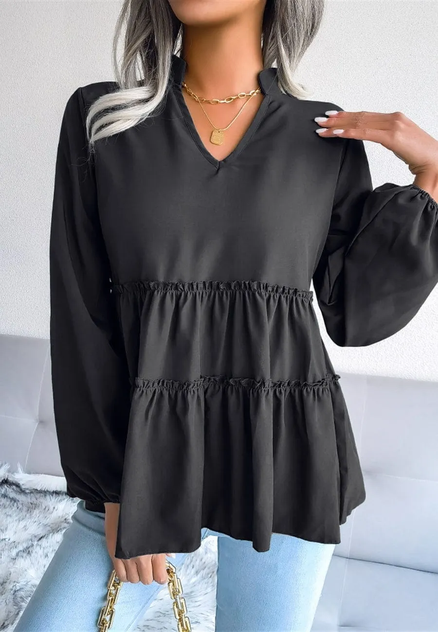 Bishop Sleeve Tiered Blouse sold by Anna-Kaci