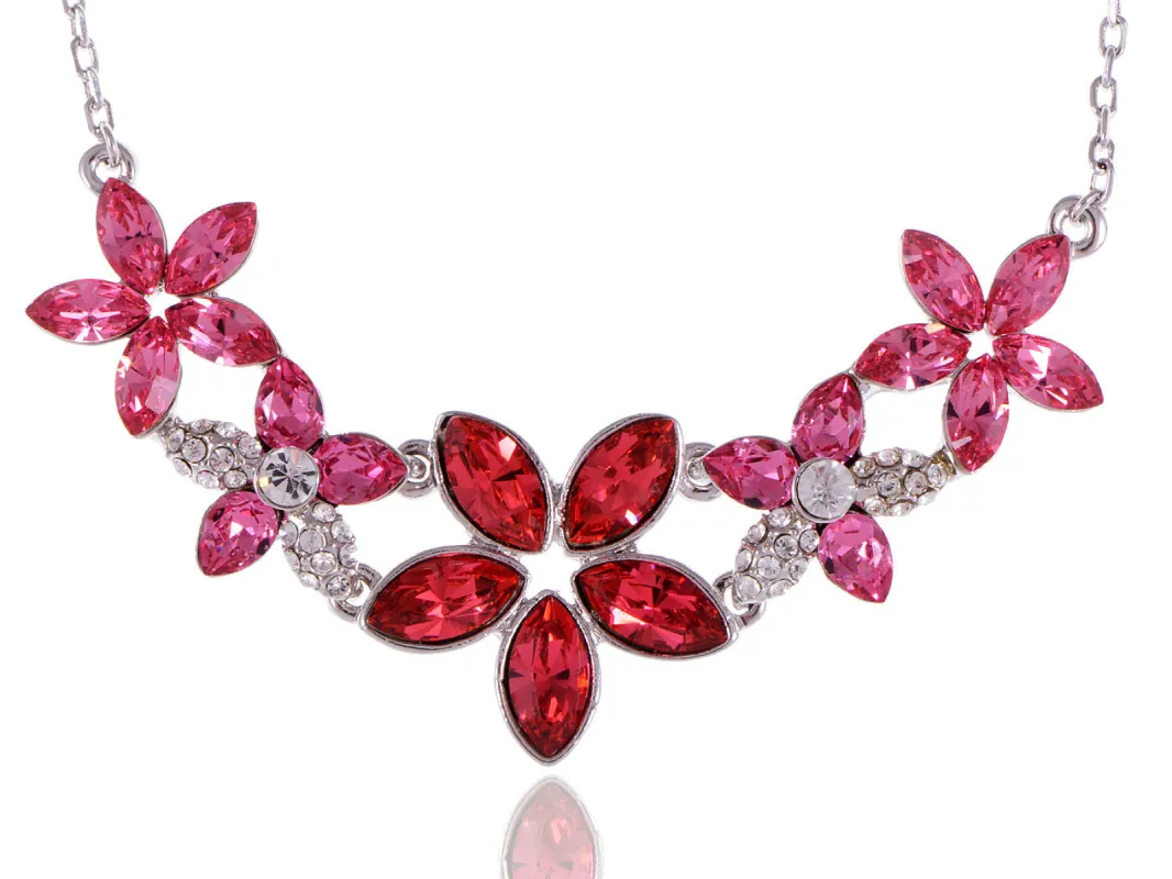 Swarovski Crystal Women's Fuchsia Elements Floral Necklace made by Anna-Kaci