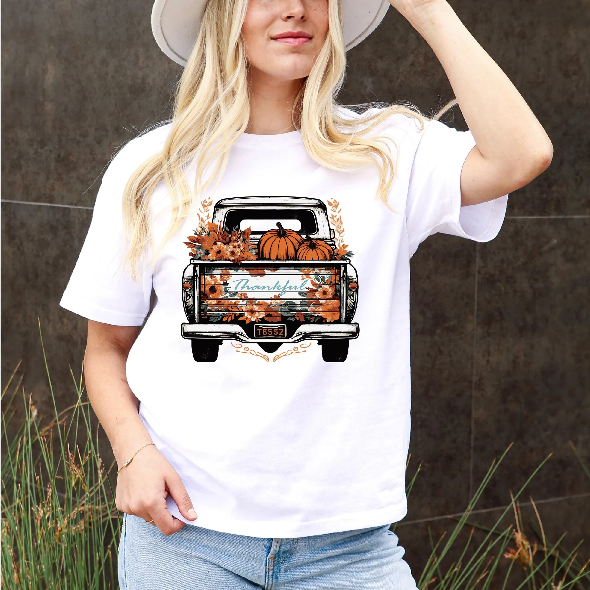 Country Girl Retro Autumn Truck Tee - Rustic Truck, Pumpkin, Autumn Leaves, Country, Boho sold by Anna-Kaci