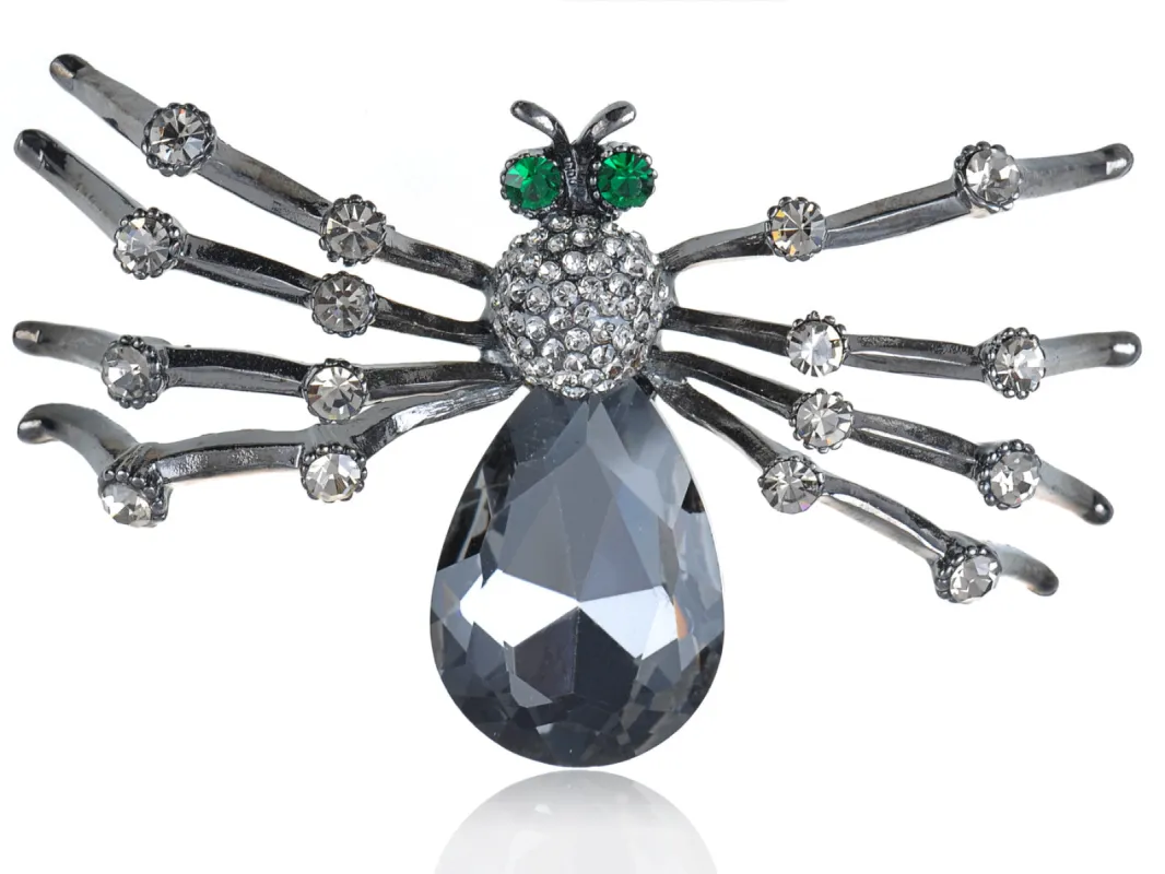 Gun Grey Halloween Spider Tarantula Brooch Pin sold by Anna-Kaci