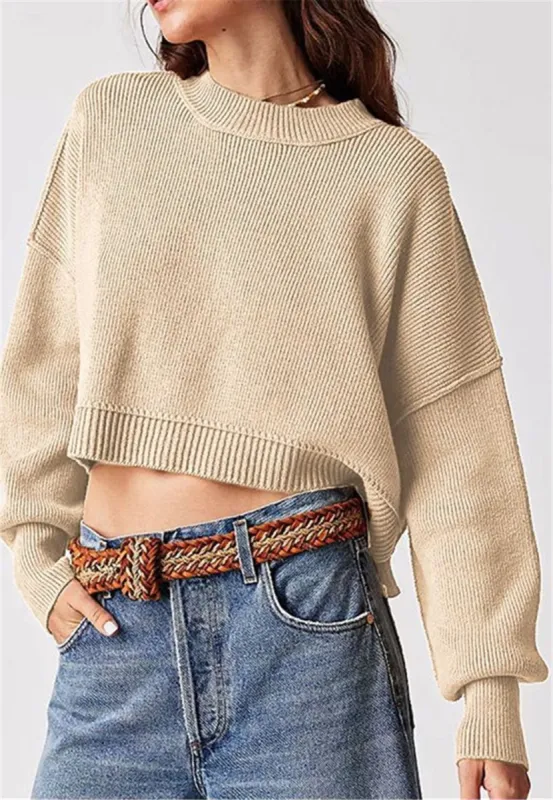 Solid Color Baggy Sweater Top sold by Anna-Kaci