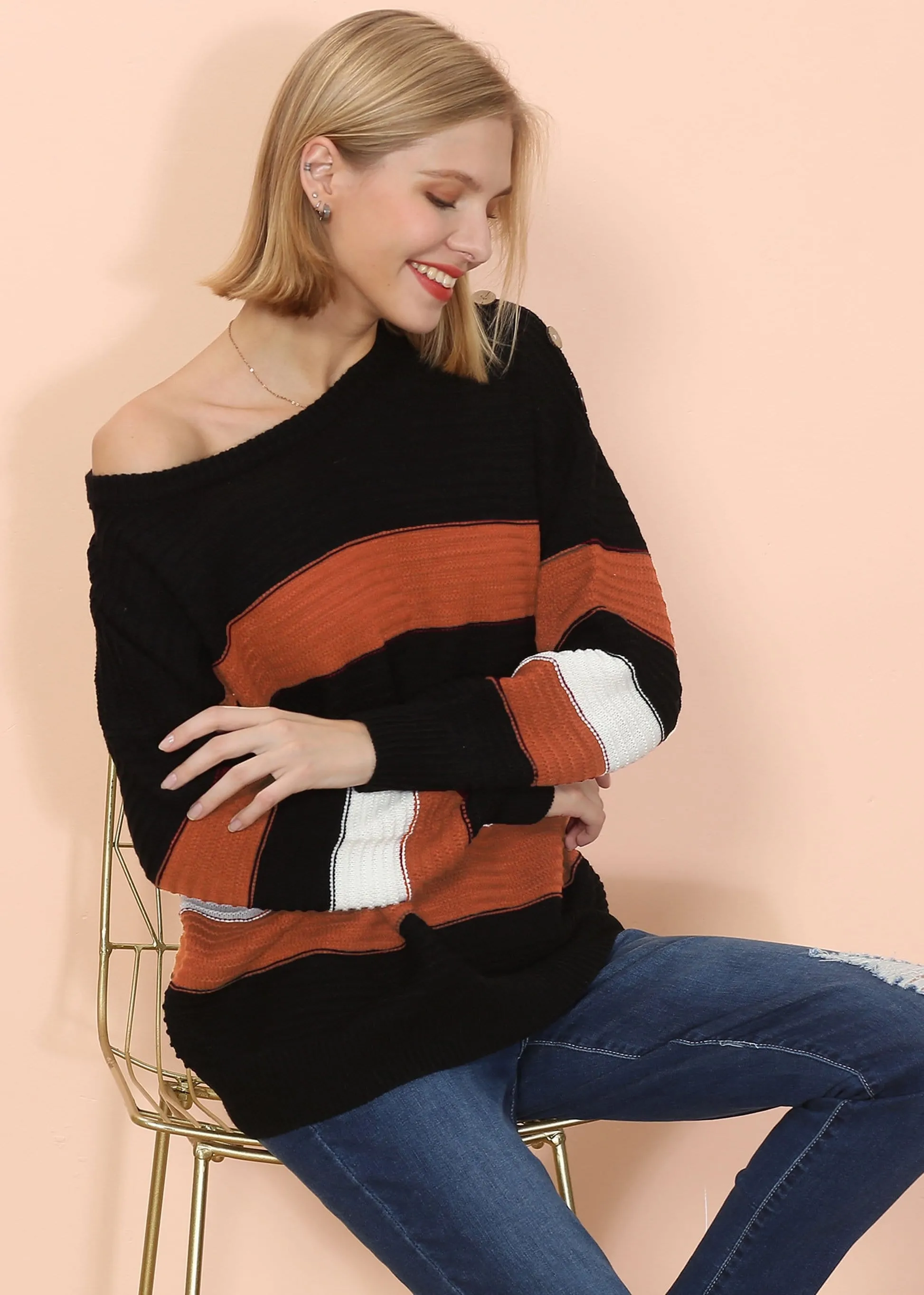 Textured Knit Striped Sweater sold by Anna-Kaci product image thumbnail 3