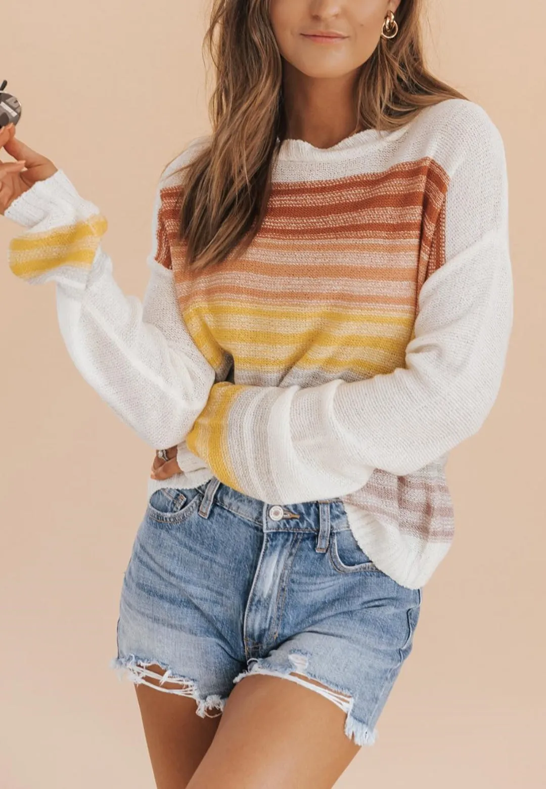 Multicolor Ombre Striped Knit Sweater sold by Anna-Kaci