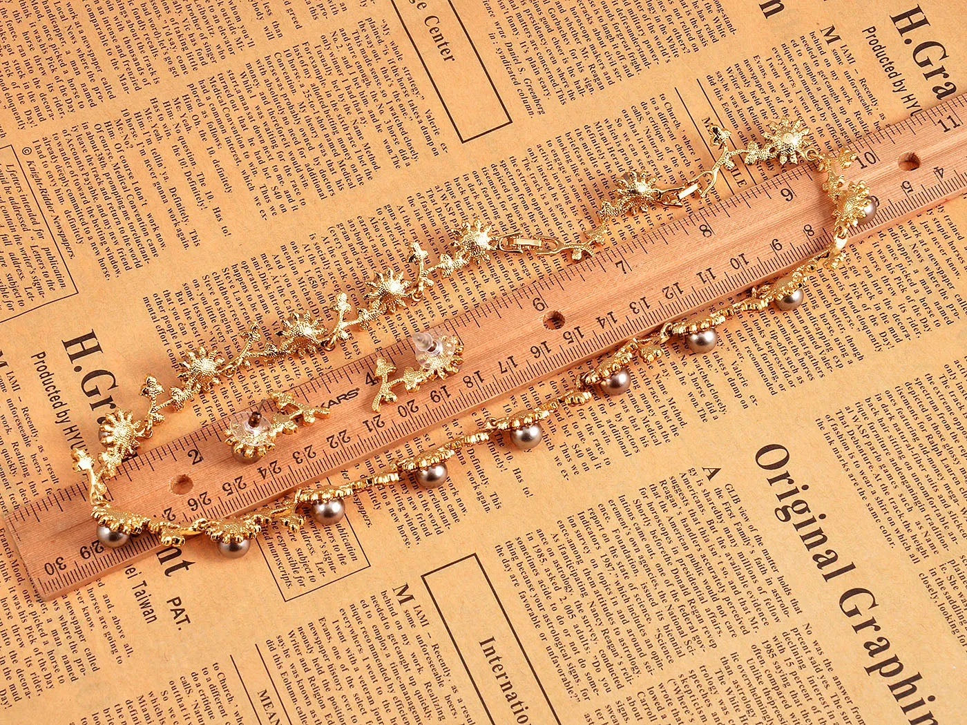 Swarovski Crystal Black Pearl Flower Floral Vine Topaz Necklace Earring Set sold by Anna-Kaci product image thumbnail 3