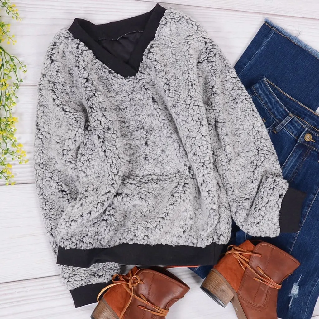 Cozy Cloudy Sherpa Pullover sold by Anna-Kaci