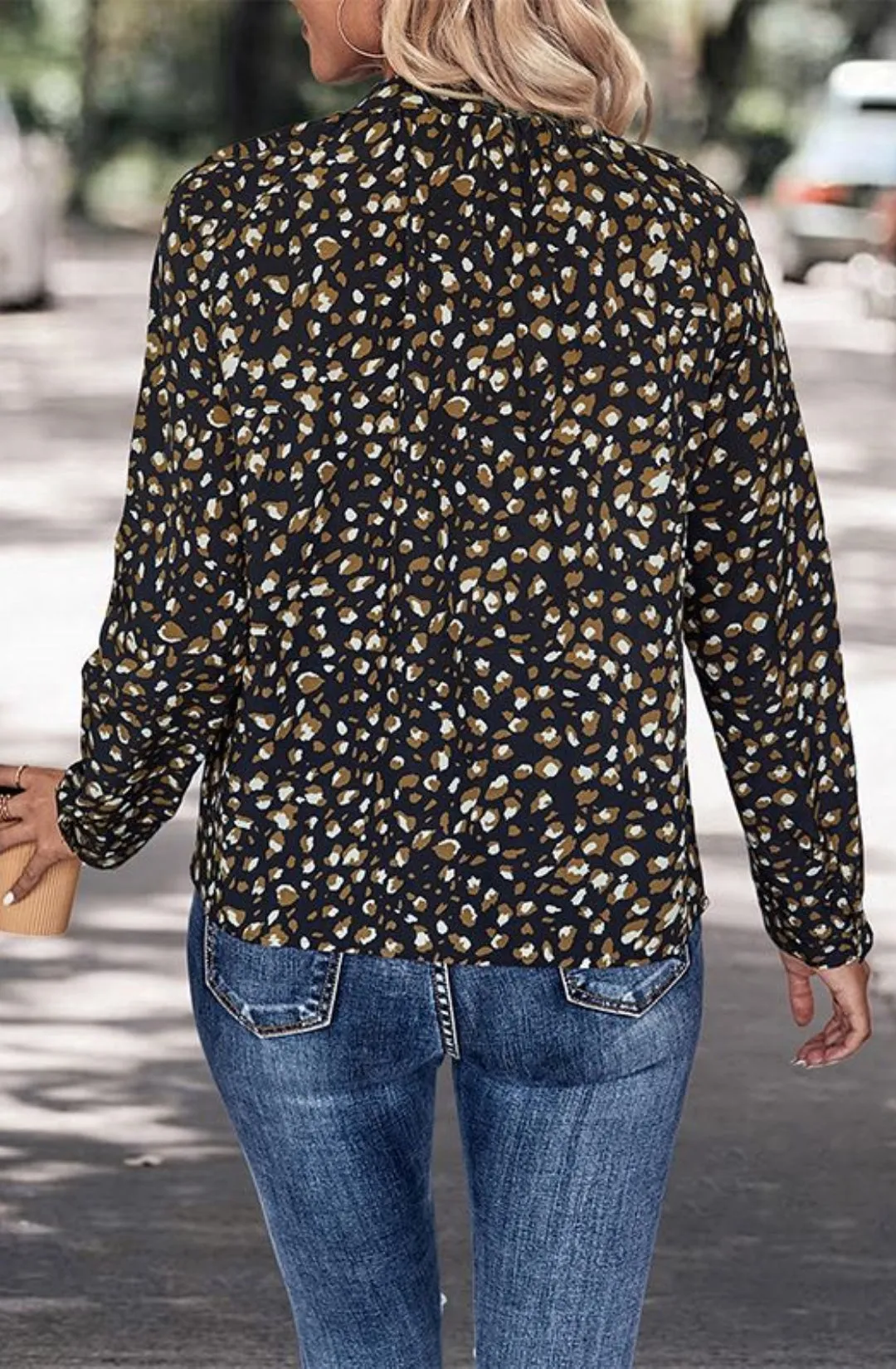 Tie Neck Leopard Print Blouse sold by Anna-Kaci product image thumbnail 4