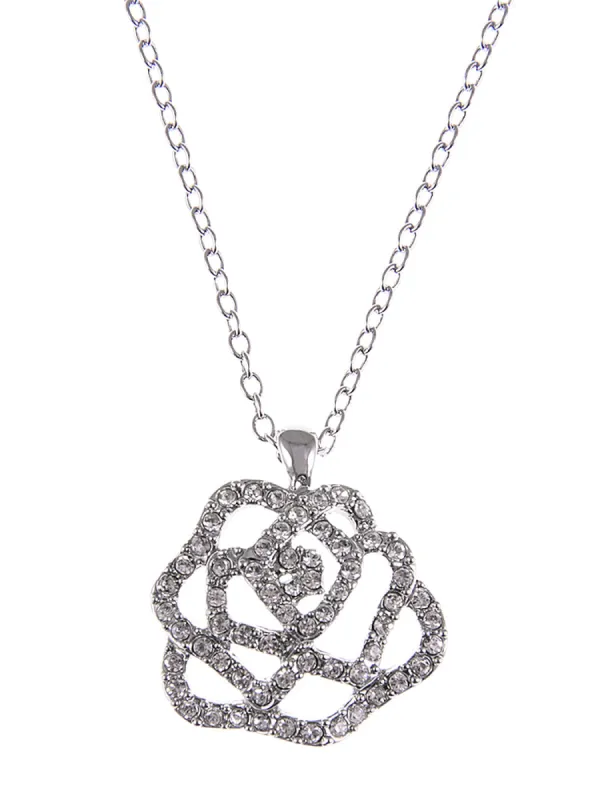 Swarovski Crystal Elements Rose Flower Manifest Love Necklace sold by Anna-Kaci