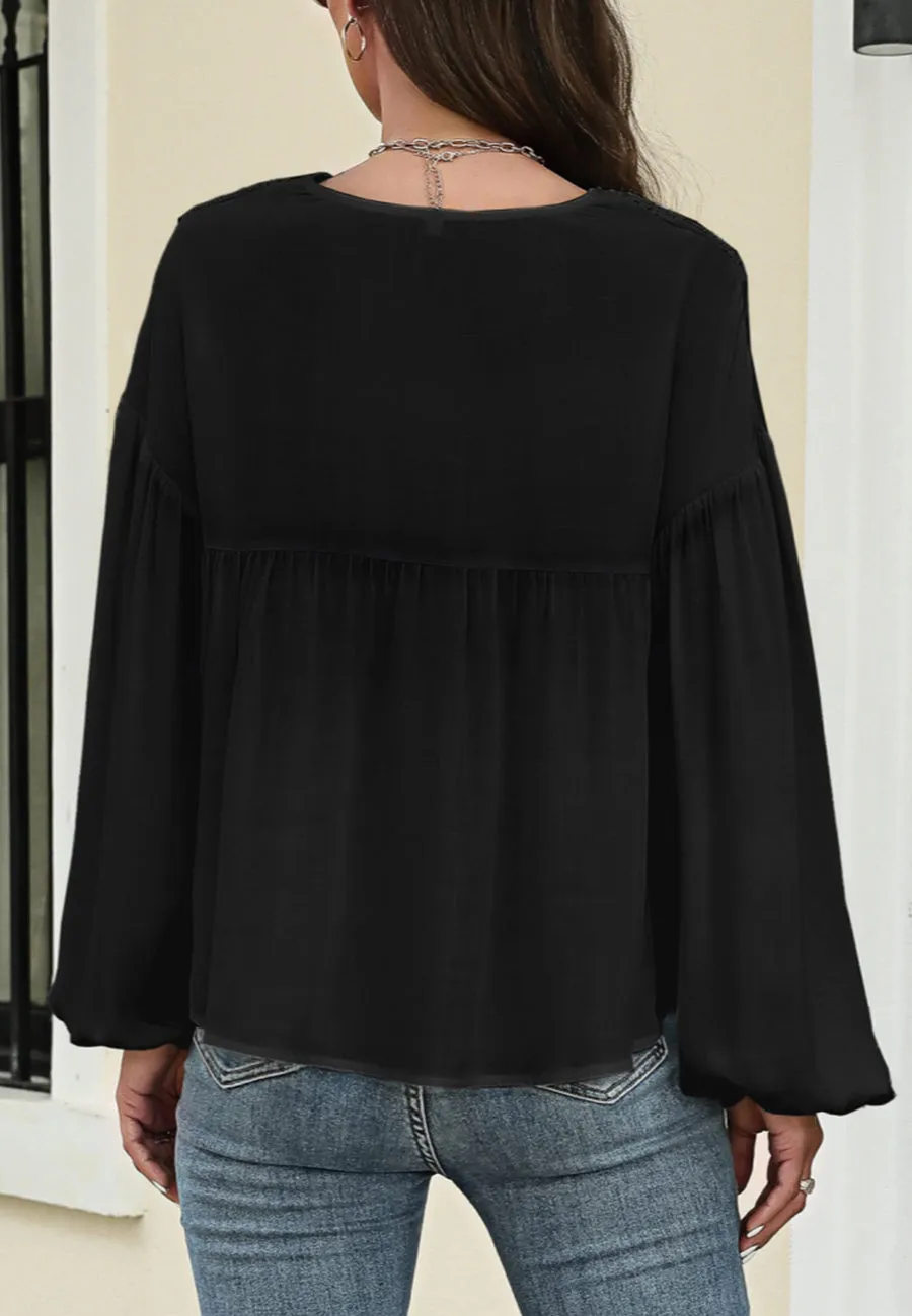 Crochet Trim Bohemian Blouse sold by Anna-Kaci product image thumbnail 5