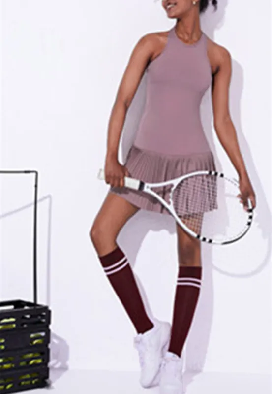 Sleeveless Racerback Ruffled Mini Exercise Dress sold by Anna-Kaci