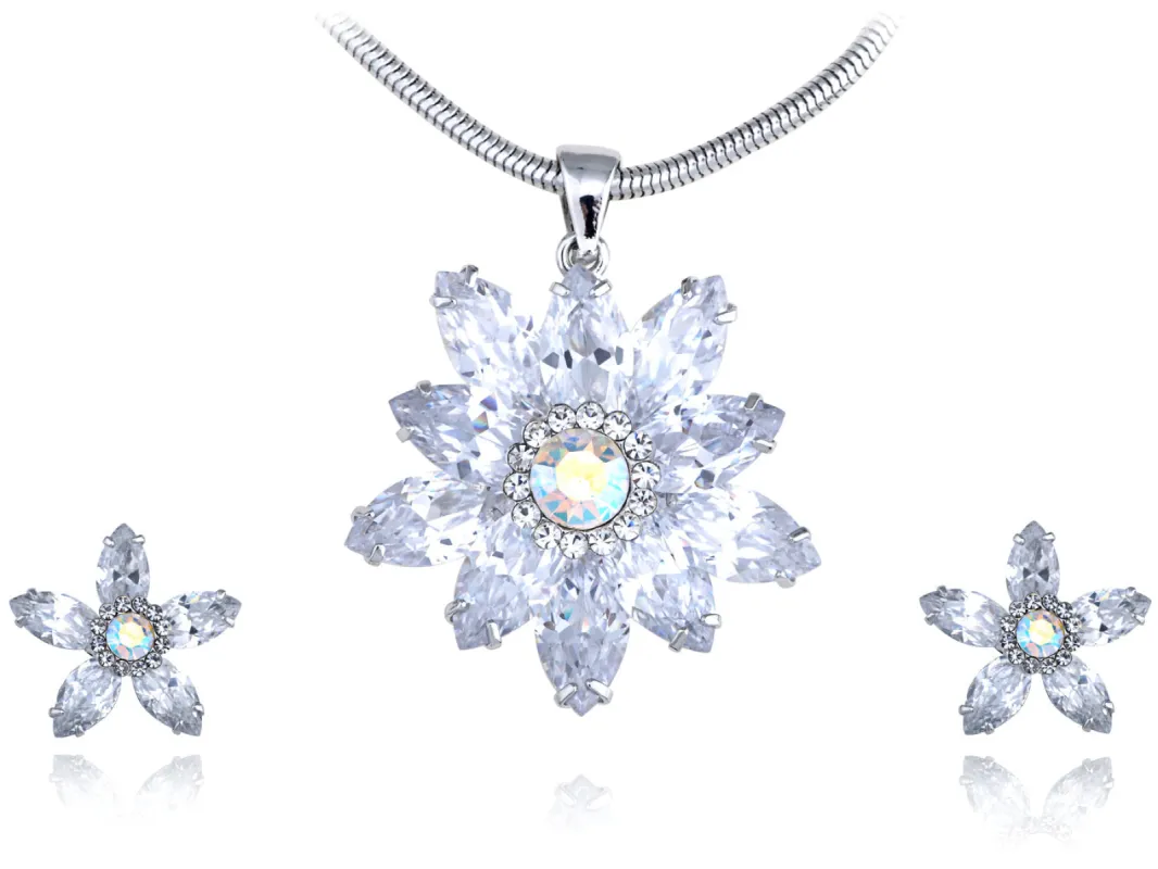 Swarovski Crystal Sharpened Snowflake Chill Element Earring Necklace Set sold by Anna-Kaci