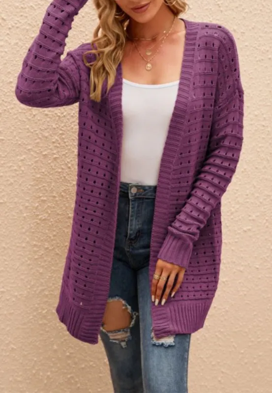 Hole Detail Knit Cardigan sold by Anna-Kaci