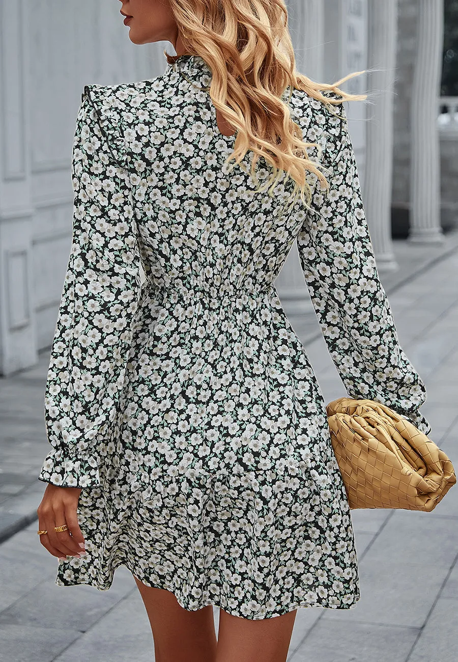 Floral Ruffle Trim Vintage Dress sold by Anna-Kaci product image thumbnail 5