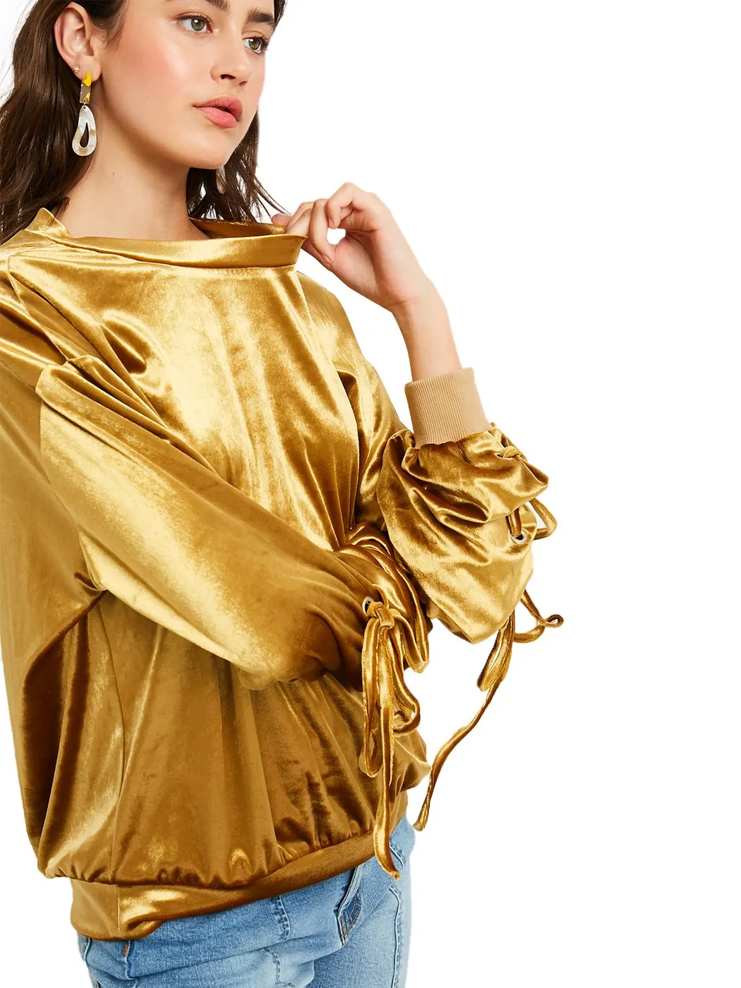 Velvet Tie Sleeve Pullover sold by Anna-Kaci product image thumbnail 2