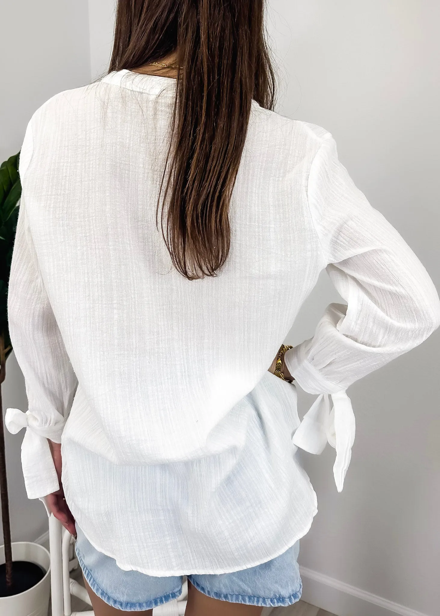 Pleated Split-Tie Sleeve Blouse sold by Anna-Kaci product image thumbnail 4