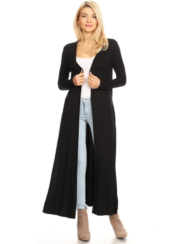 Lightweight Duster Cardigan, Medium/Large, Black sold by Anna-Kaci