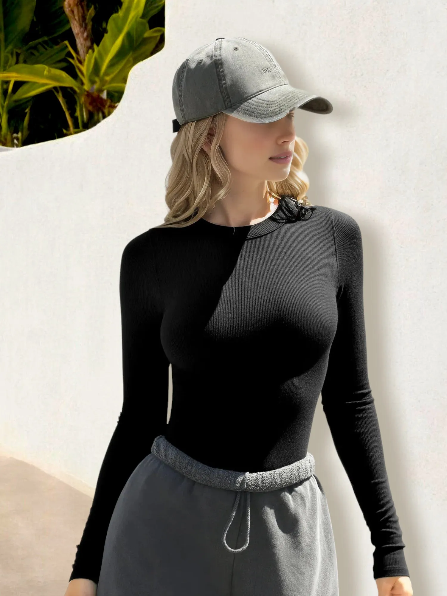 Anna-Kaci Women's Ribbed Long Sleeve Crew Neck Top sold by Anna-Kaci