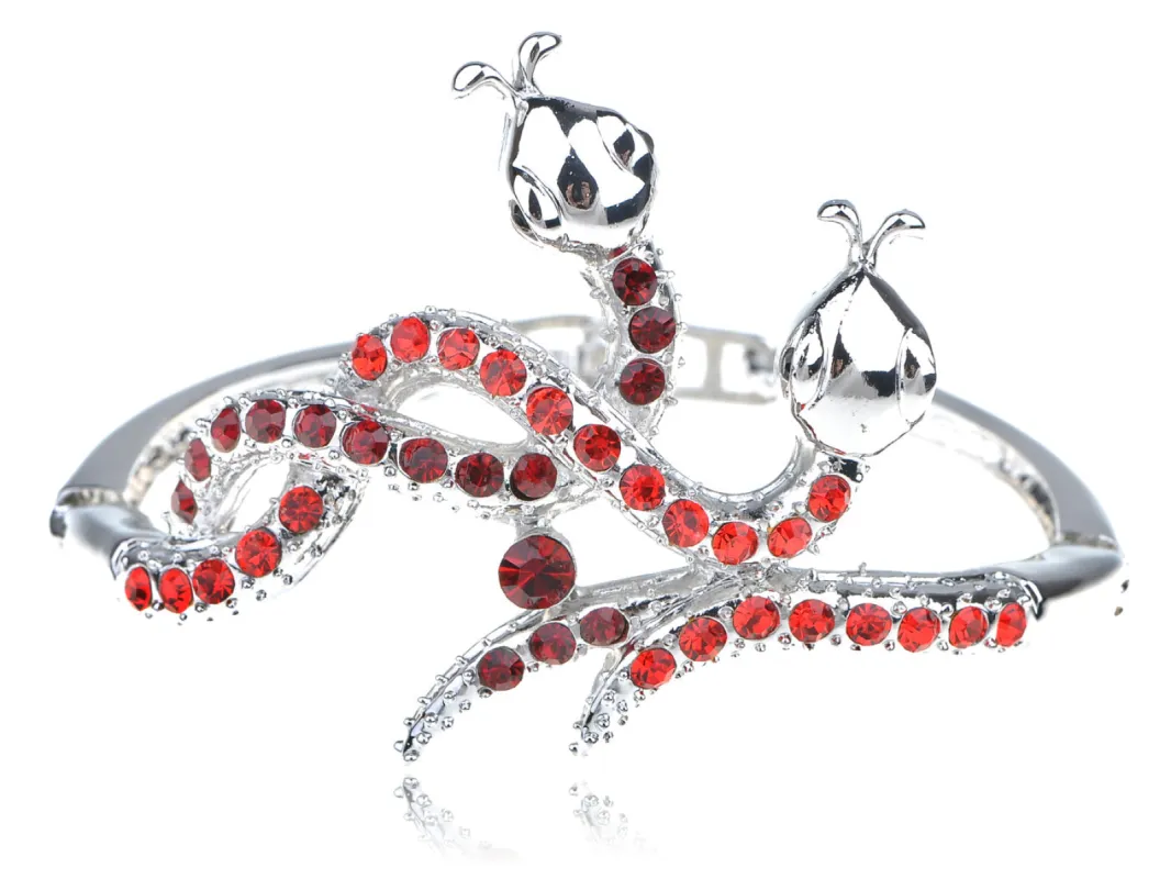 Red Twin Serpents Snake Cuff Bracelet Bangle sold by Anna-Kaci