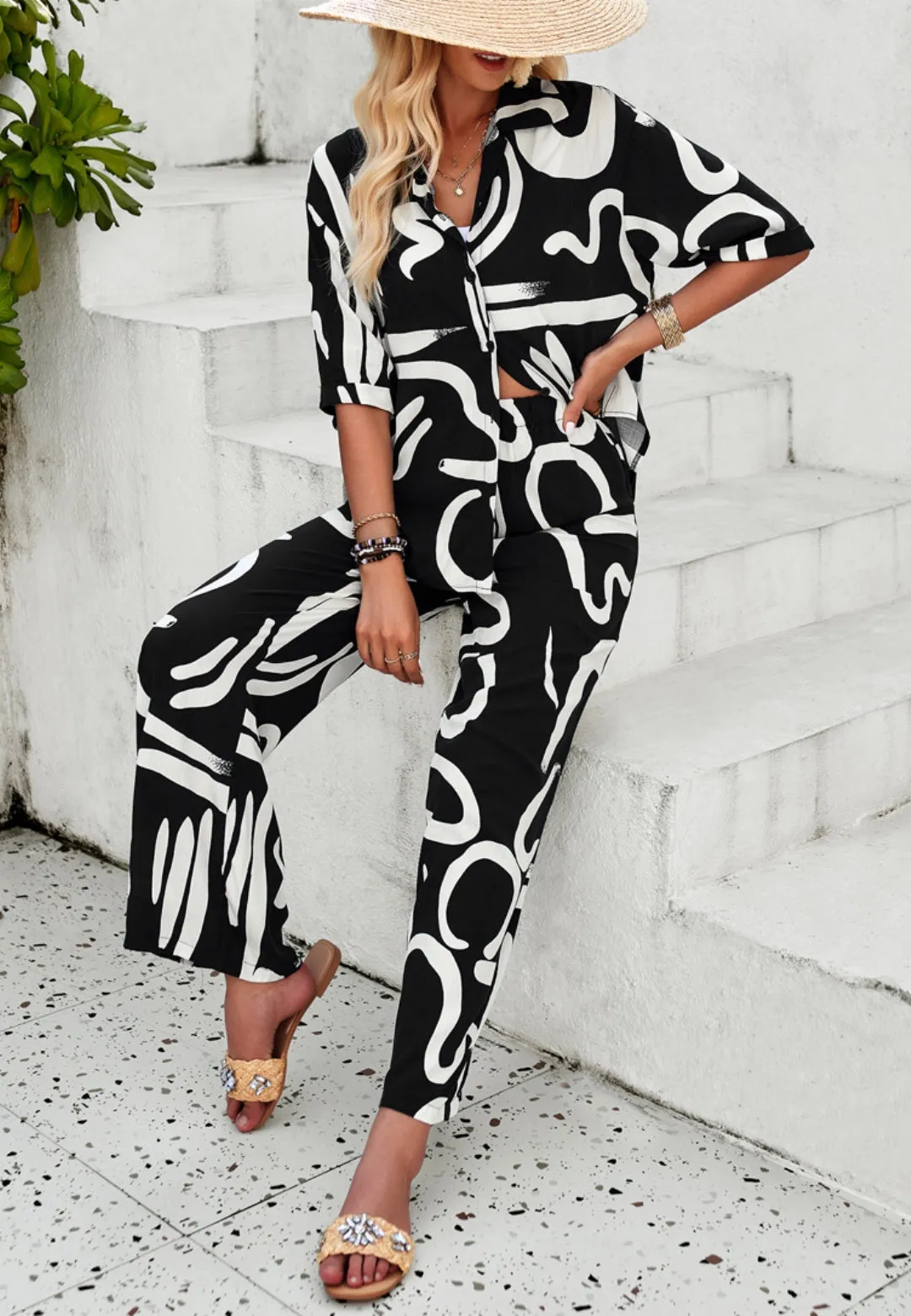 Abstract Print Shirt and Pants Coordinates sold by Anna-Kaci product image thumbnail 4