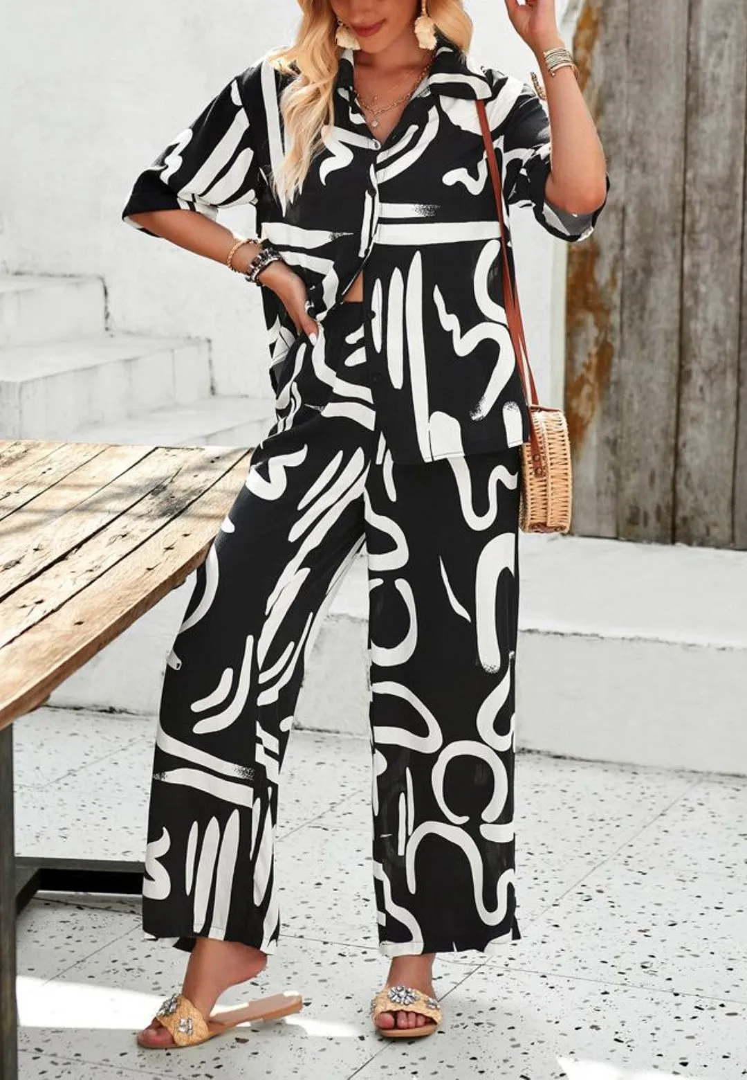 Abstract Print Shirt and Pants Coordinates sold by Anna-Kaci