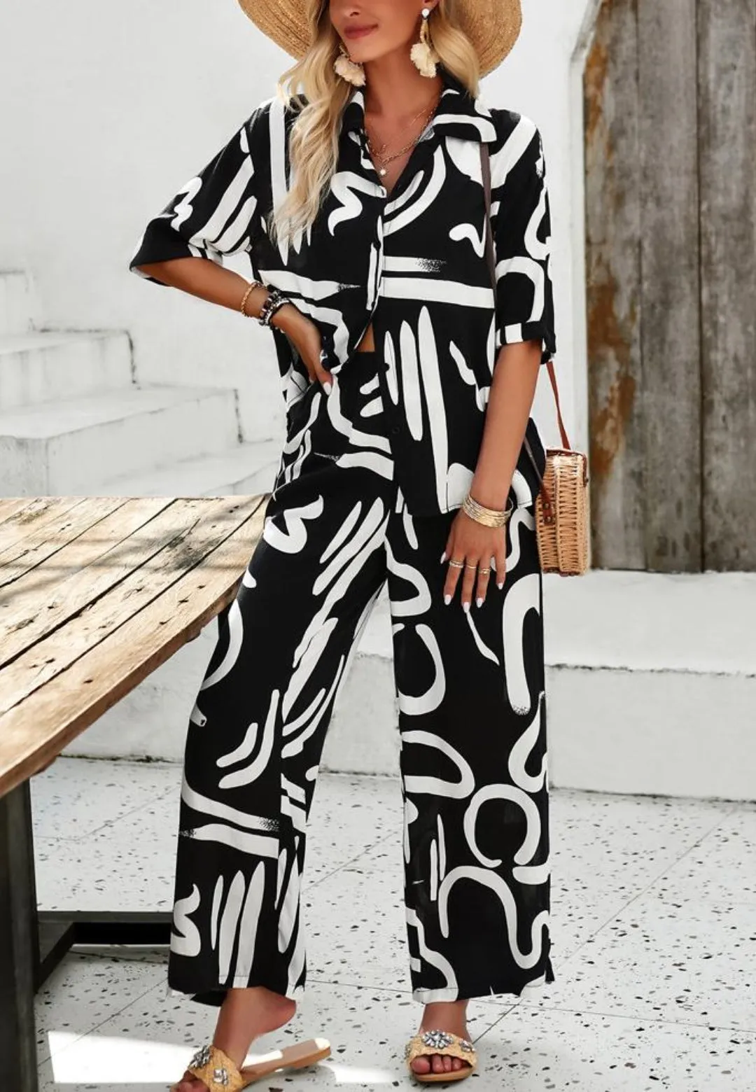 Abstract Print Shirt and Pants Coordinates sold by Anna-Kaci product image thumbnail 2