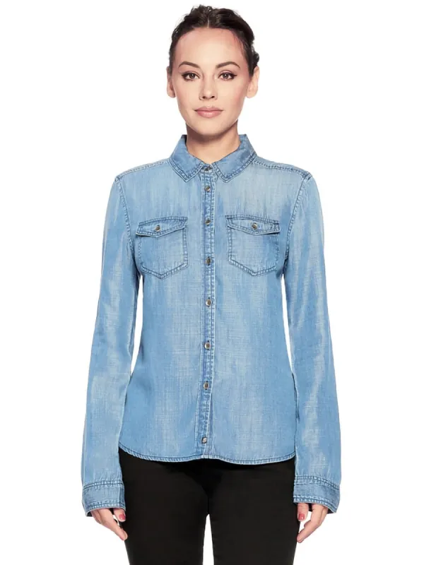 Denim Western Button Down Shirt sold by Anna-Kaci