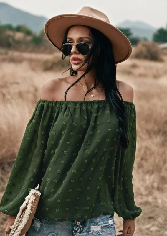 Off Shoulder Clip Dot Blouse sold by Anna-Kaci