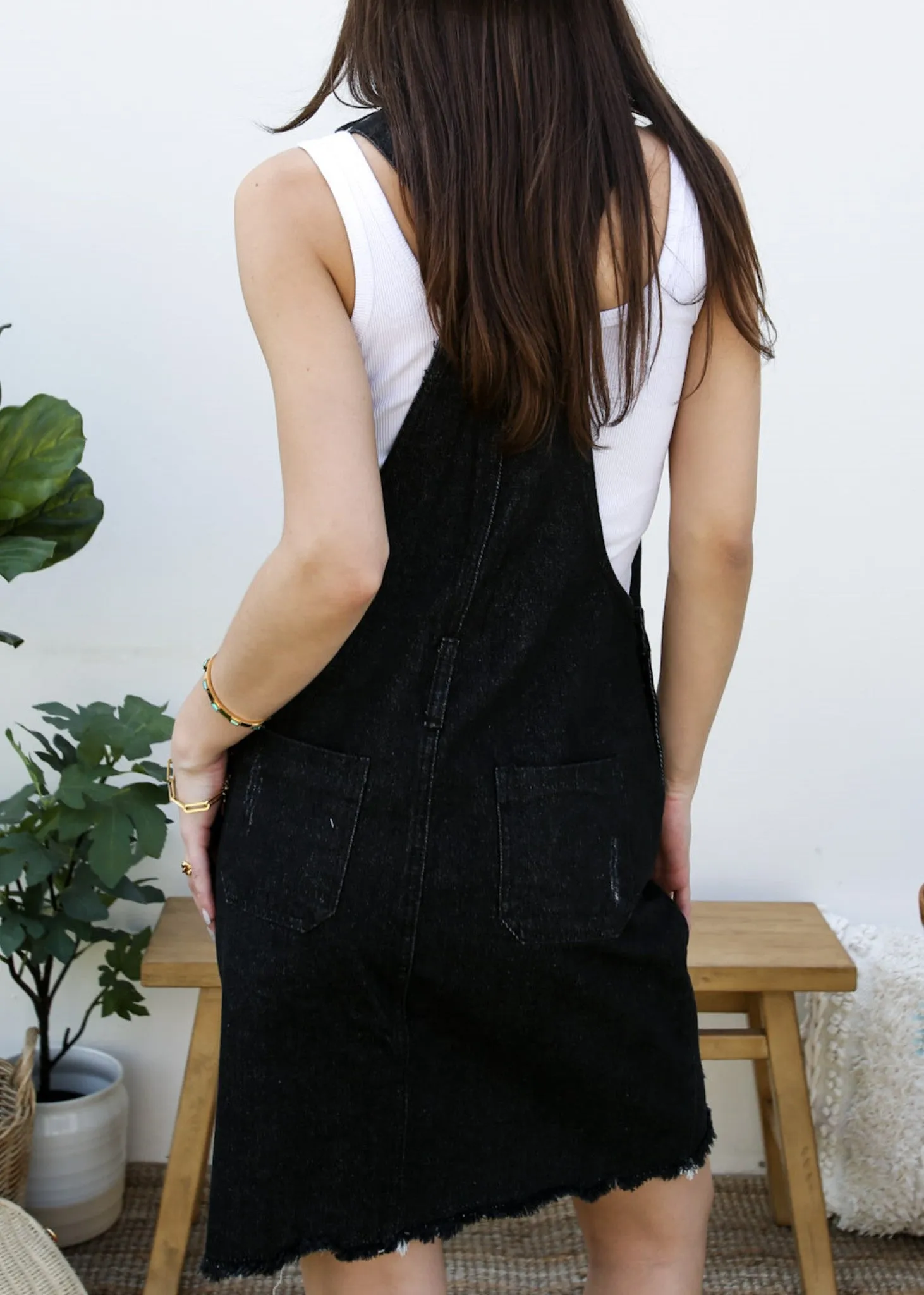 Distressed Denim Overall Midi Dress sold by Anna-Kaci product image thumbnail 4