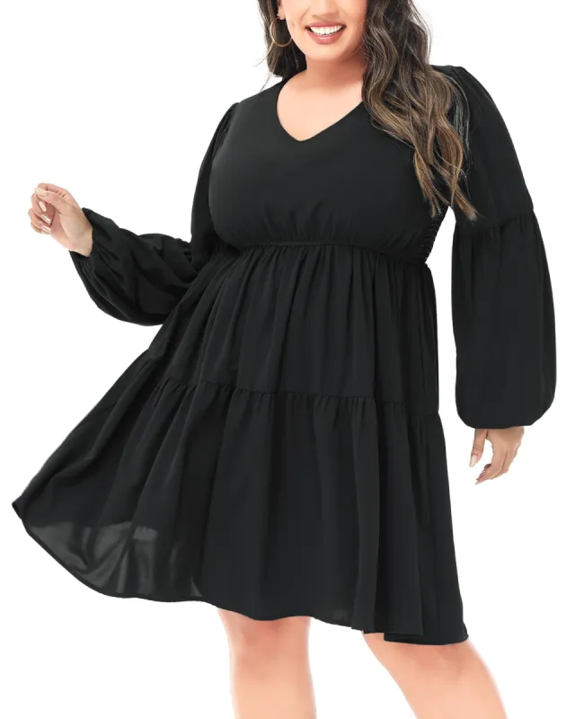 Anna-Kaci Women's Plus Size Tunic Dress V Neck Long Sleeve Smocked Casual Loose Flowy Swing Shift Dresses sold by Anna-Kaci