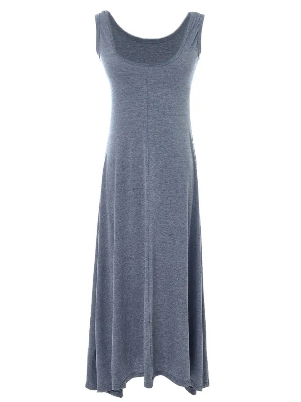 Womens Grey Flowy Scoop Neck Sleeveless Ankle Length Long Maxi Dress, Grey, Small / Medium made by Anna-Kaci