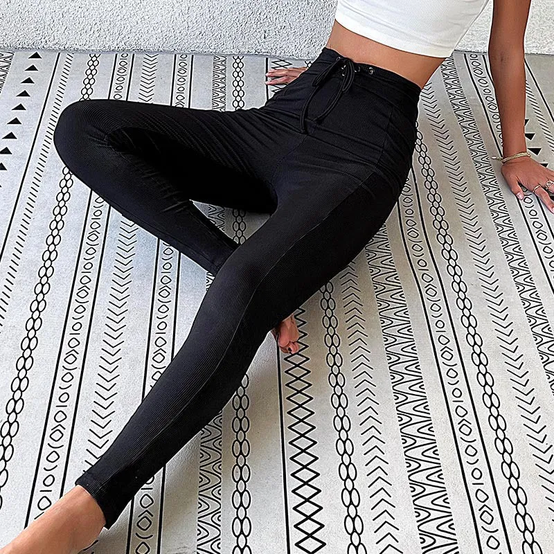 High Waist Tie Leggings sold by Anna-Kaci product image thumbnail 3