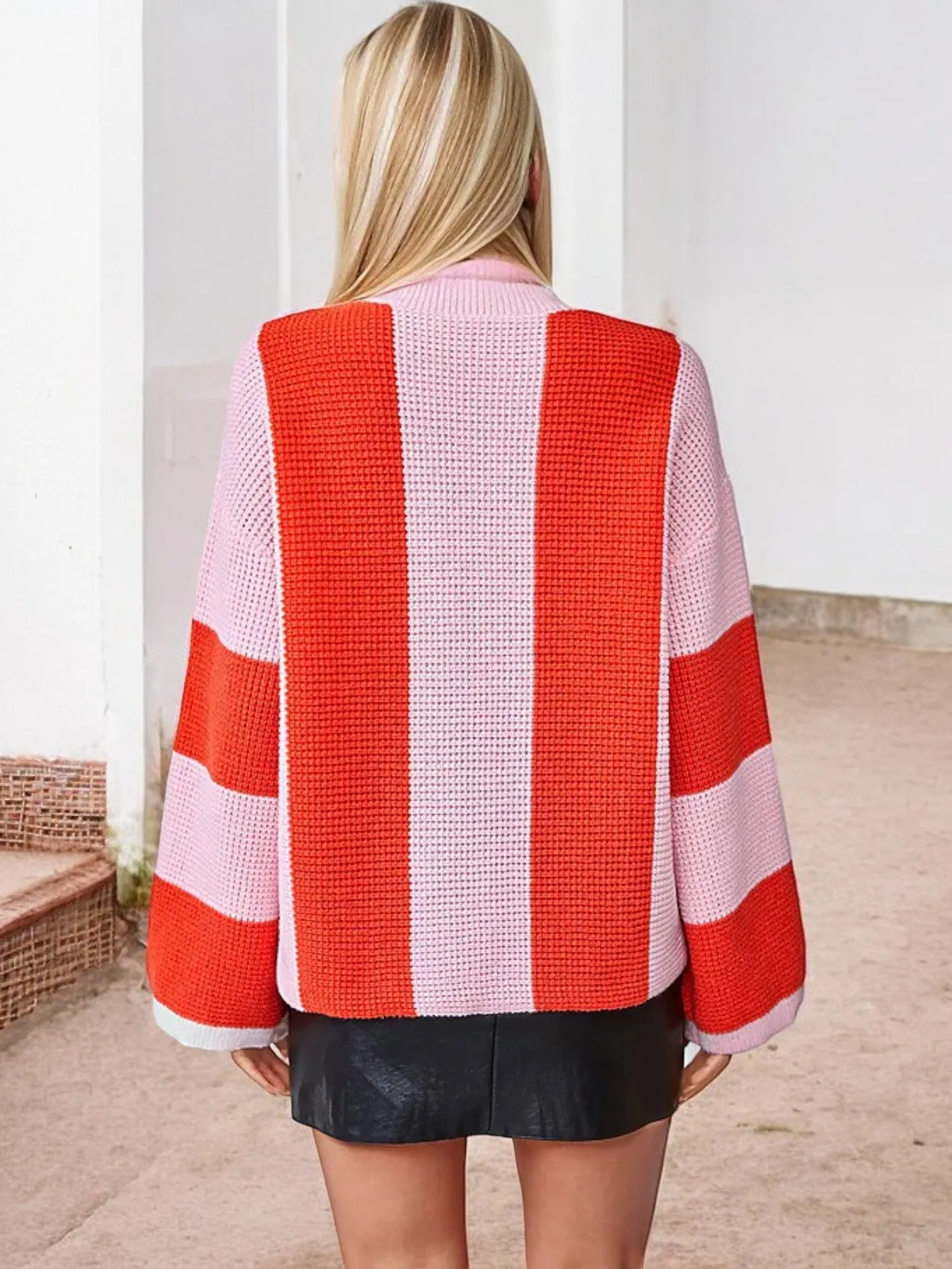 Anna-Kaci Women's Bold Striped Knit Sweater with Wide Sleeves and Crew Neck sold by Anna-Kaci product image thumbnail 5