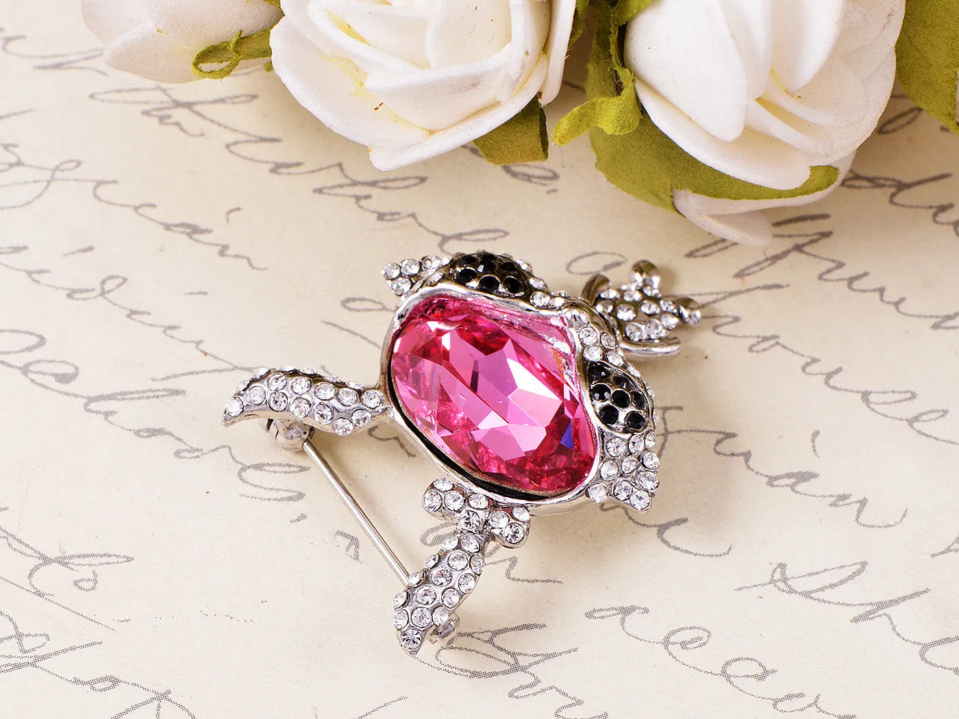 Swarovski Crystal Elements Fuchsia Bunny Black Brooch sold by Anna-Kaci product image thumbnail 2
