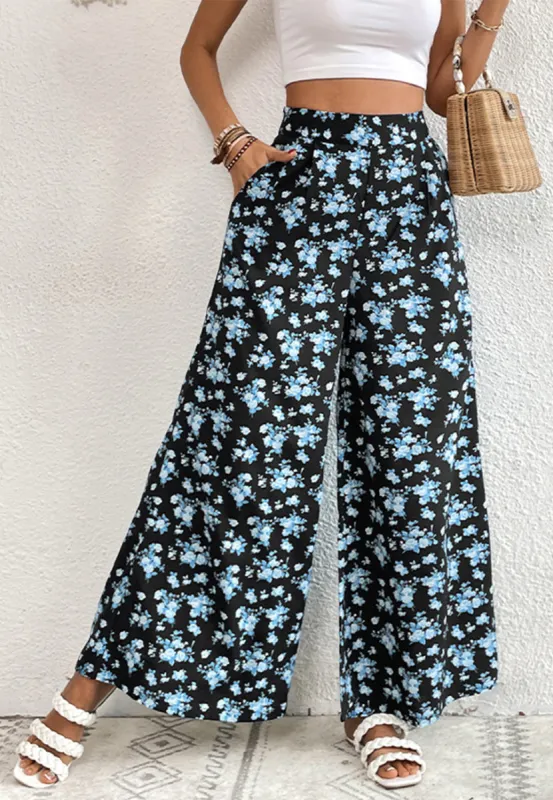 Floral Print Wide Leg Summer Pants sold by Anna-Kaci