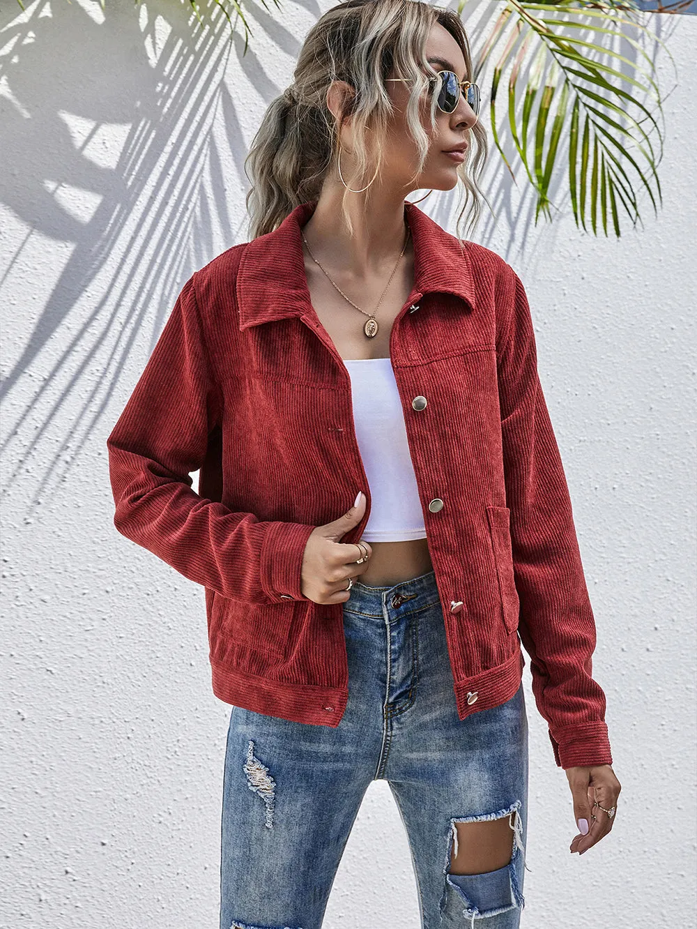 Corduroy Button Collared Jacket sold by Anna-Kaci product image thumbnail 3