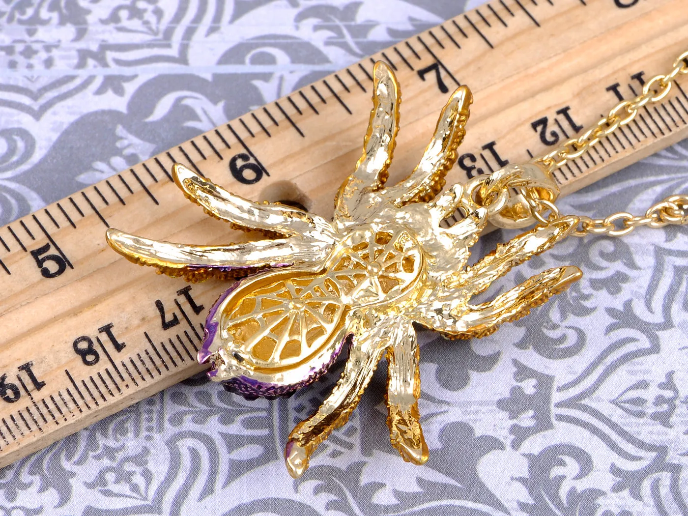 Amethyst Purple Pink Spider Pendant Necklace sold by Anna-Kaci product image thumbnail 3