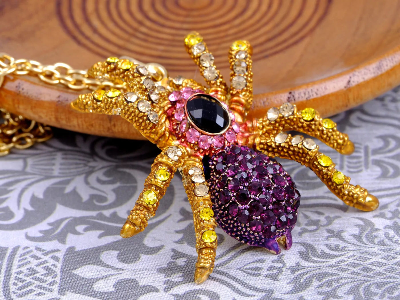 Amethyst Purple Pink Spider Pendant Necklace sold by Anna-Kaci product image thumbnail 4