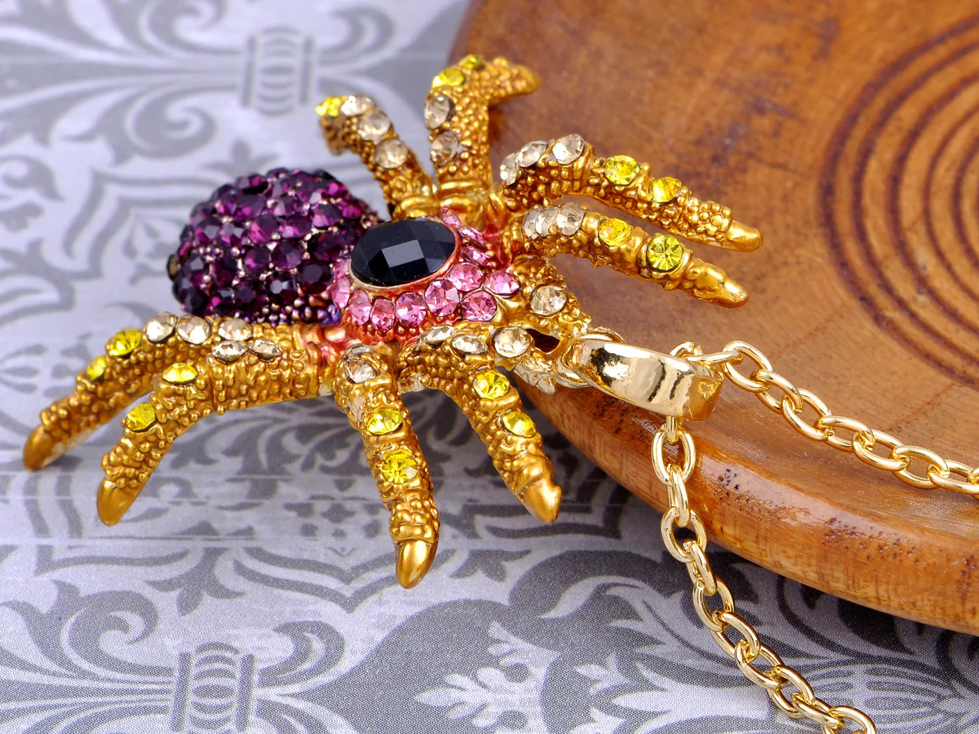 Amethyst Purple Pink Spider Pendant Necklace sold by Anna-Kaci product image thumbnail 2