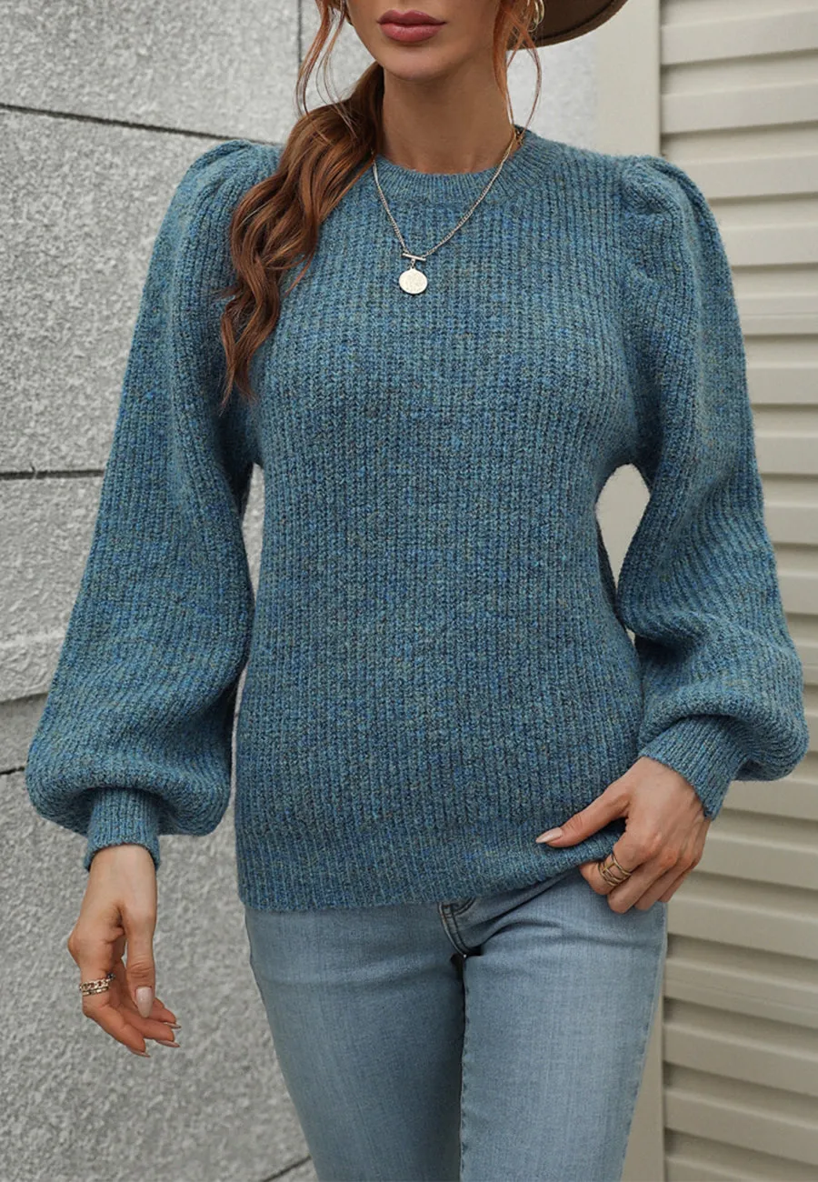 Bishop Sleeve Fuzzy Sweater sold by Anna-Kaci