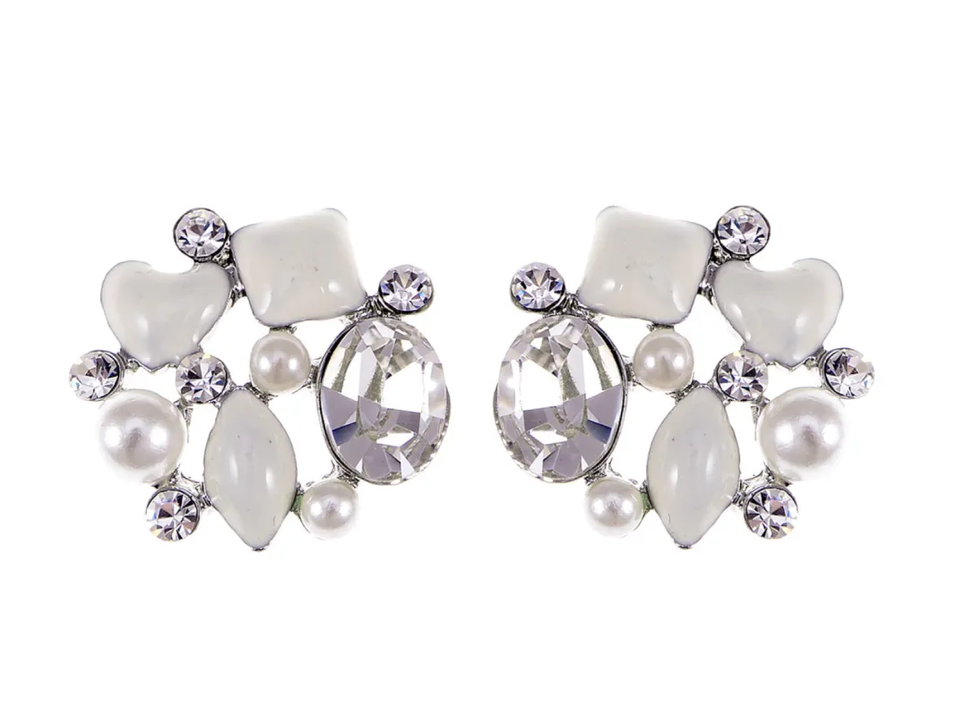 Element Silver Heart Square Pearl Cluster Stud Earrings sold by Anna-Kaci