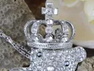 Swarovski Crystal Silver Elements King Teddy Bear Necklace sold by Anna-Kaci