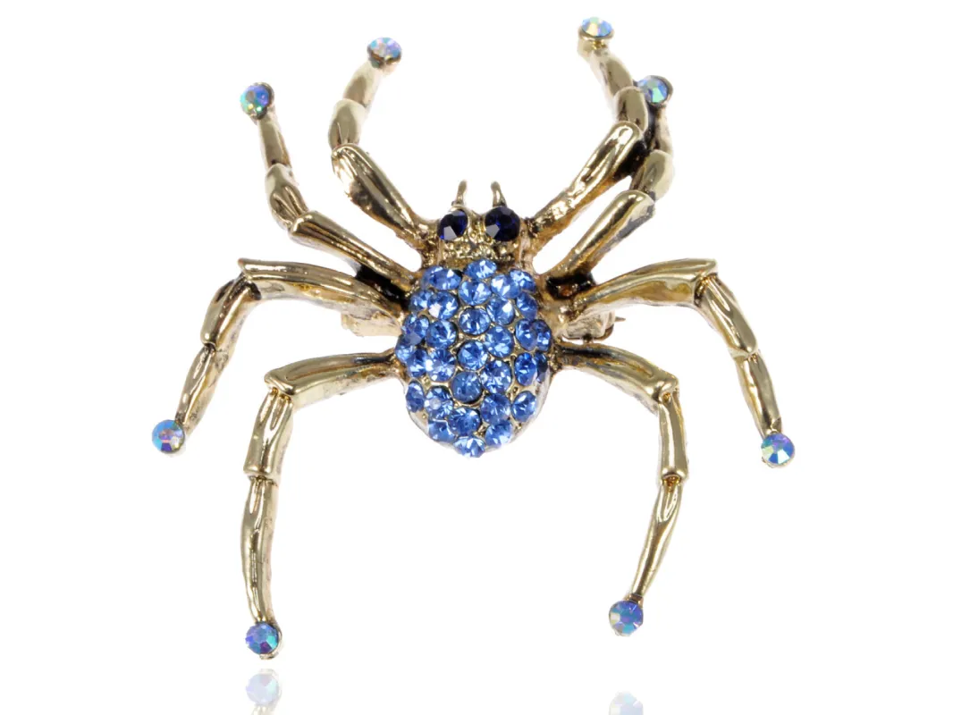 Antique Sapphire Blue Colored Spider Bug Brooch Pin sold by Anna-Kaci