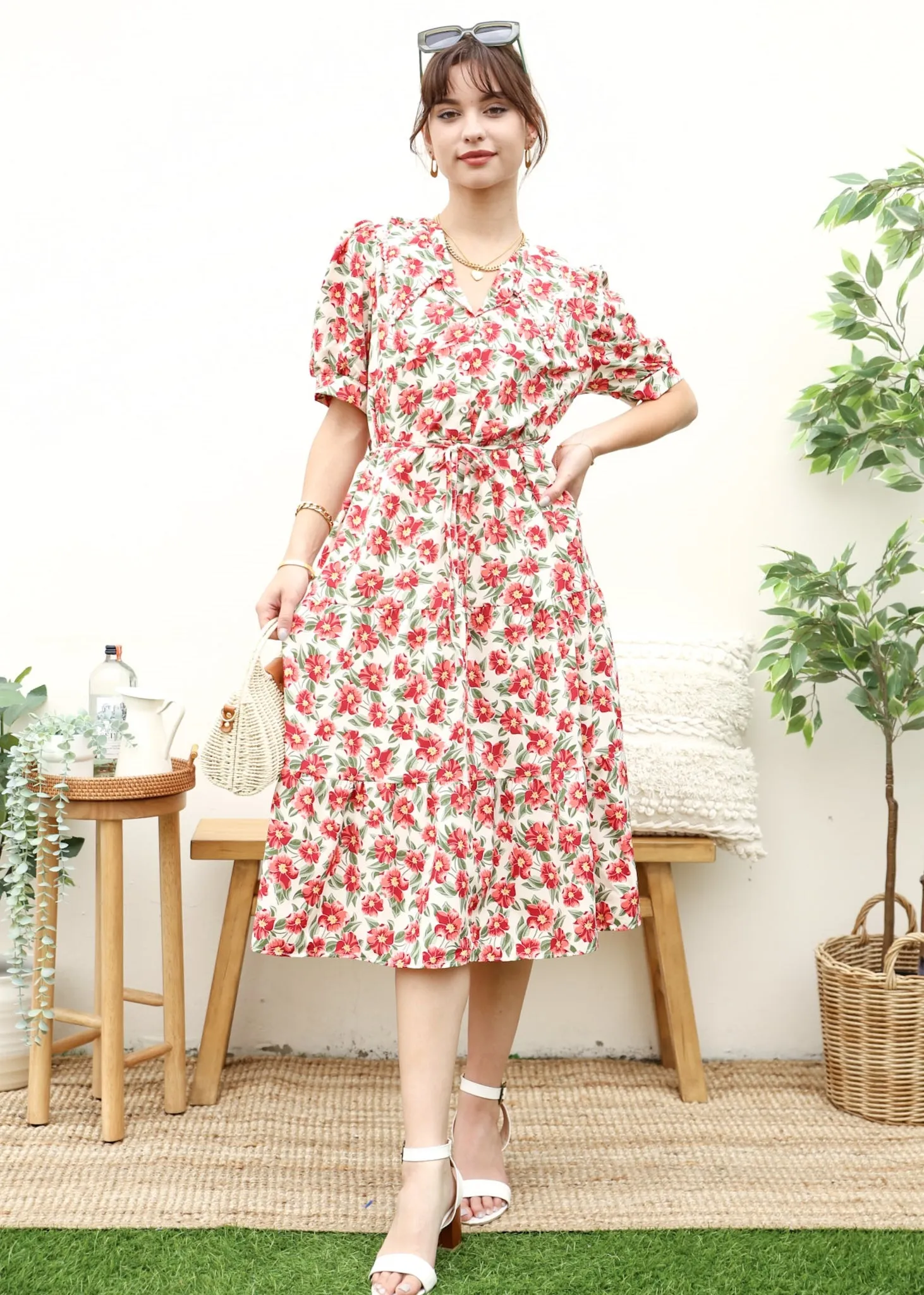 Romantic Floral Print Collared Dress sold by Anna-Kaci product image thumbnail 4